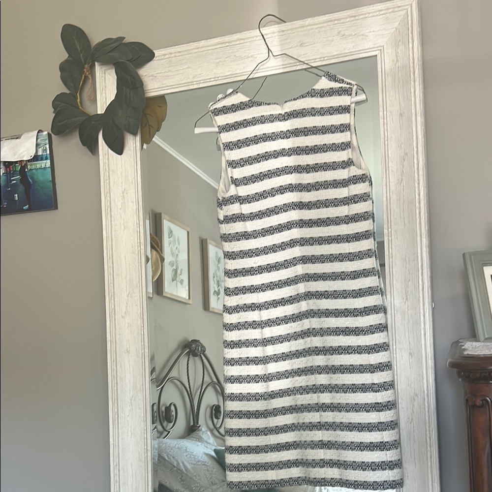 J. Crew Black and White Sleeveless V-Neck A-Line Mini Dress - Picture 3 of 4